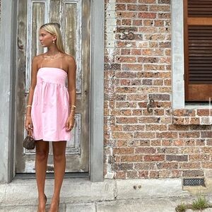 The Waiting Room Charlotte Puffy Mini Dress Pink Small